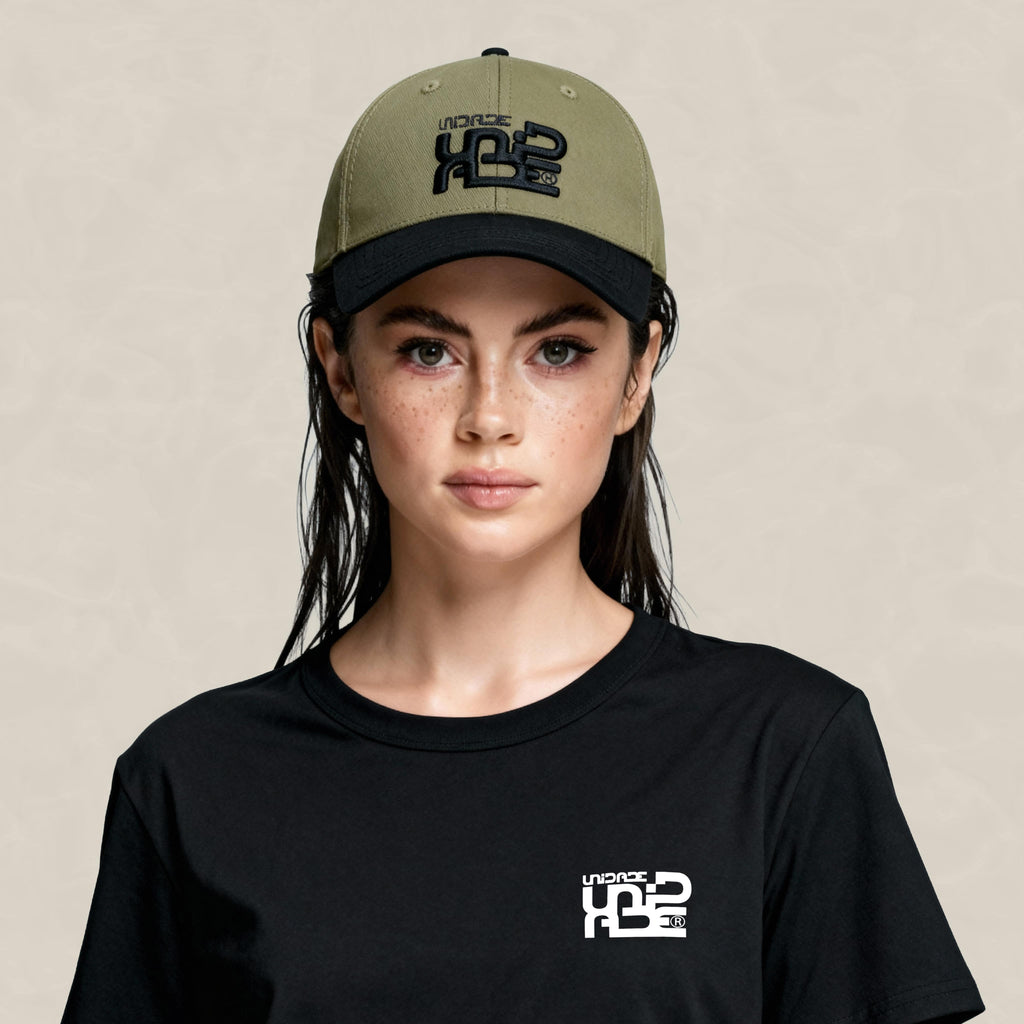 Casquette twill de coton Kaki et Noir